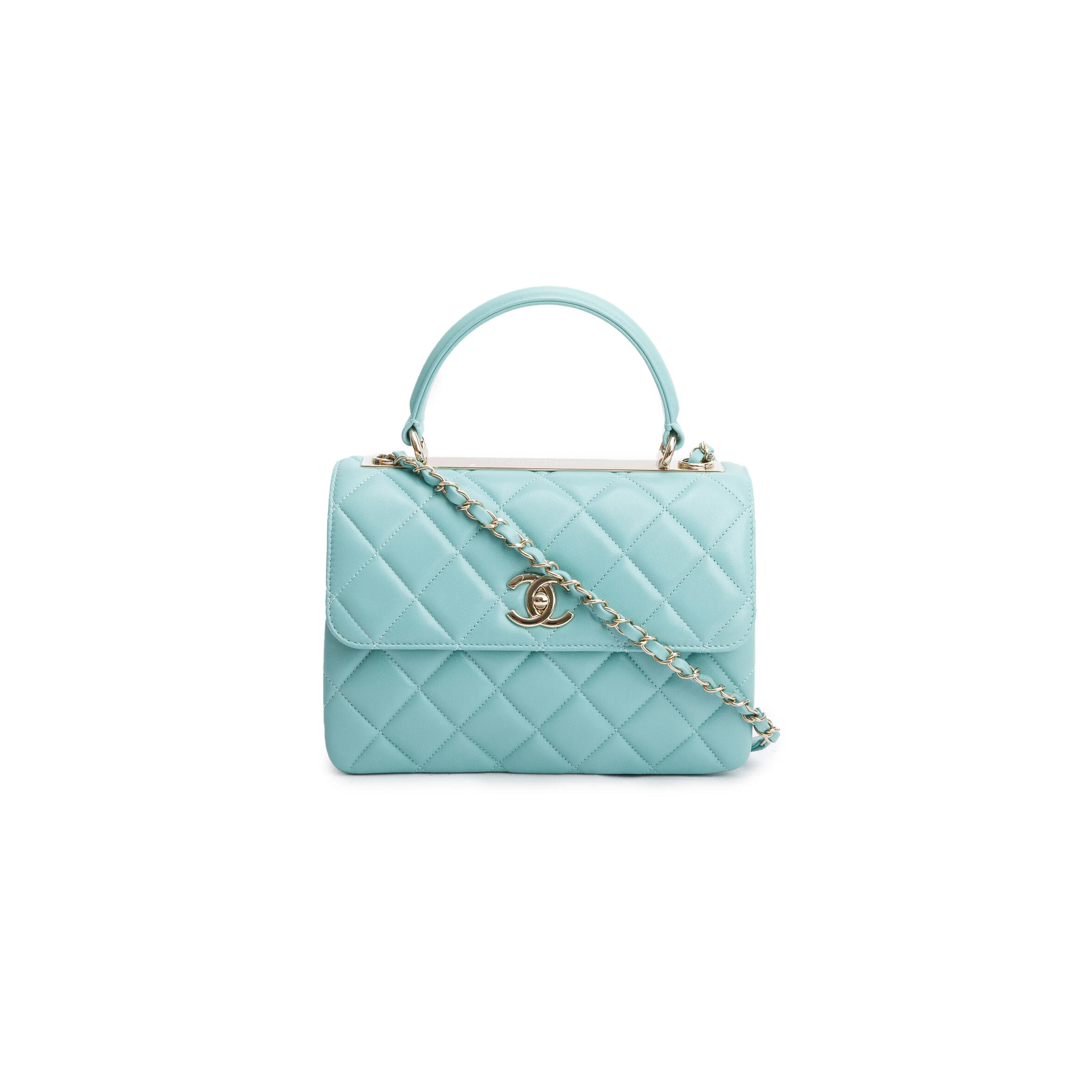 Ch**el lambskin quilted small trendy top handle bag a92236 (25*17*12cm)